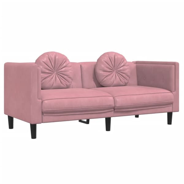 vidaXL Soffgrupp med dynor 3 delar rosa sammet Rosa