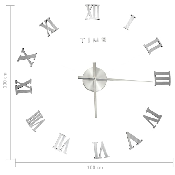 vidaXL Väggklocka 3D modern design silver 100 cm XXL Silver
