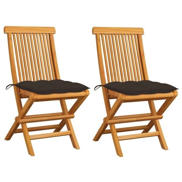 vidaXL Trädgårdsstolar med taupe dynor 2 st massiv teak Taupe