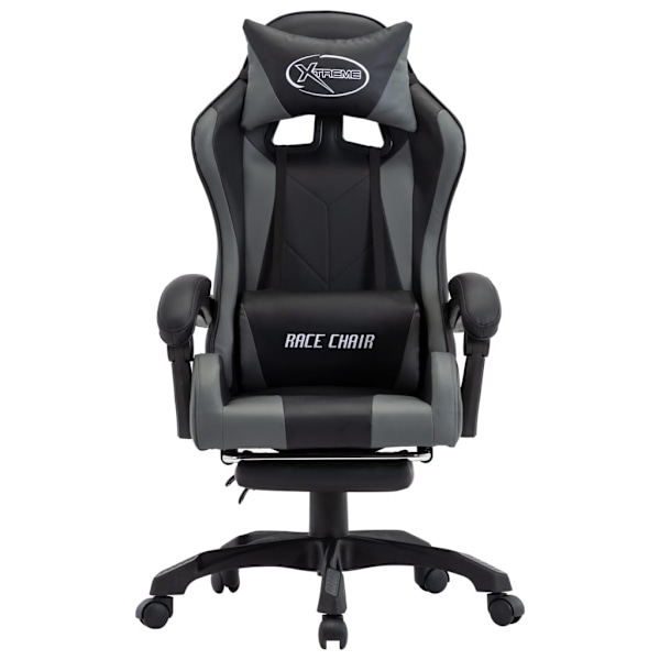 vidaXL Gamingstol med fotstöd grå och svart konstläder grå