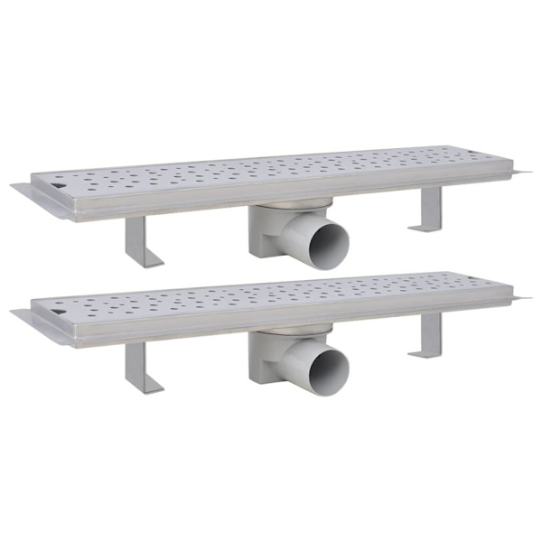 vidaXL Avlång golvbrunn 2 st bubblor rostfritt stål 530x140 mm