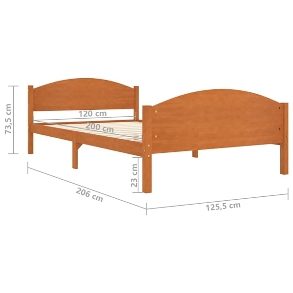 vidaXL Sängram utan madrass honungsbrun massiv furu 120x200 cm Brun