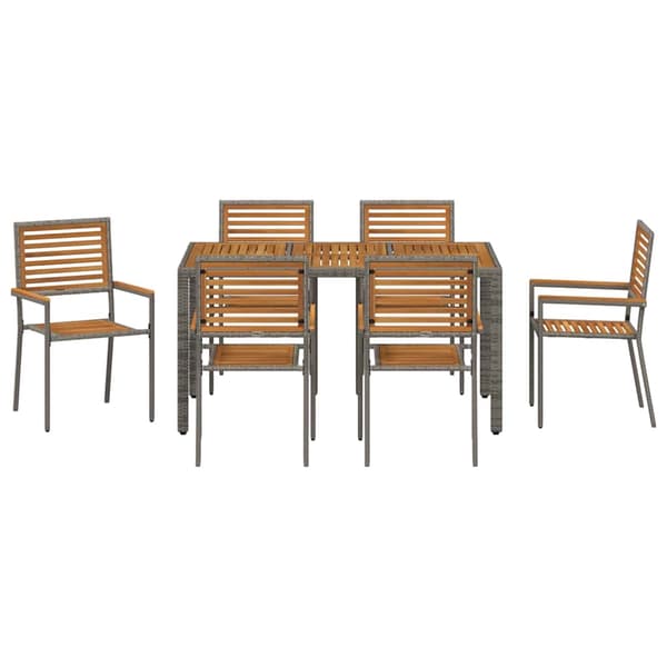 vidaXL Trädgårdsmöbelset 7 pcs Grå och Brun konstrotting Grå