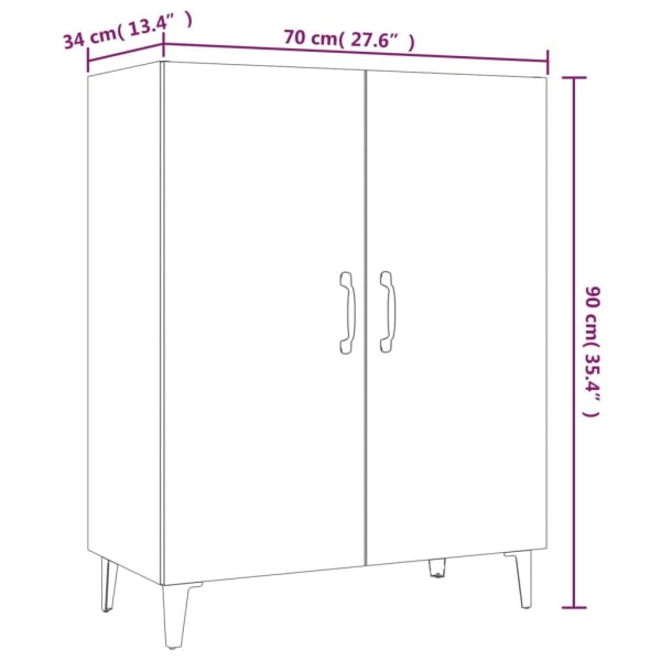 vidaXL Skänk sonoma-ek 70x34x90 cm konstruerat trä Brun