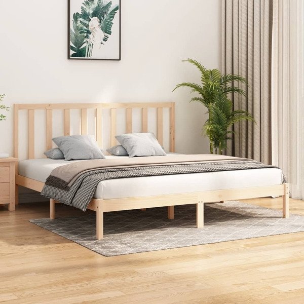vidaXL Sängram massiv furu 180x200 cm Brun