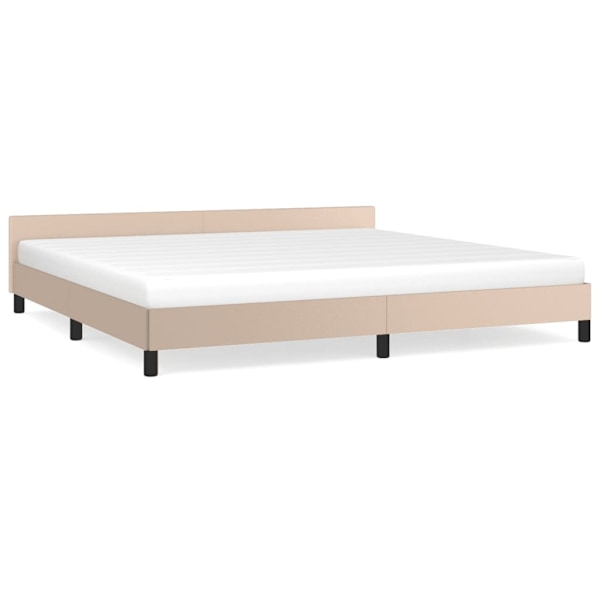 vidaXL Sängram med huvudgavel cappuccino 200x200 cm konstläder Brun