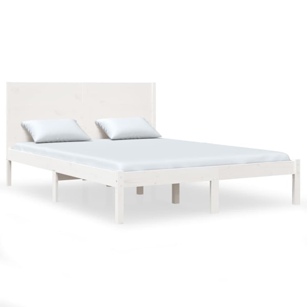 vidaXL Sängram vit massiv furu 120x200 cm Vit