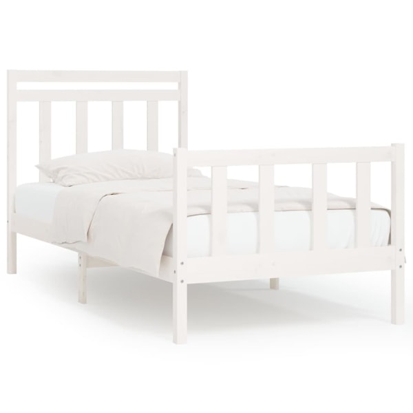 vidaXL Sängram vit massiv furu 100x200 cm Vit