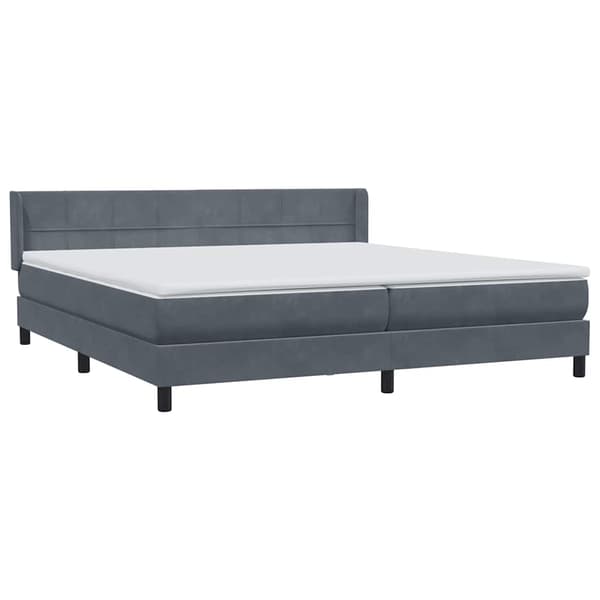 vidaXL Resårsäng med madrass mörkgrå 180x220 cm sammet Grå