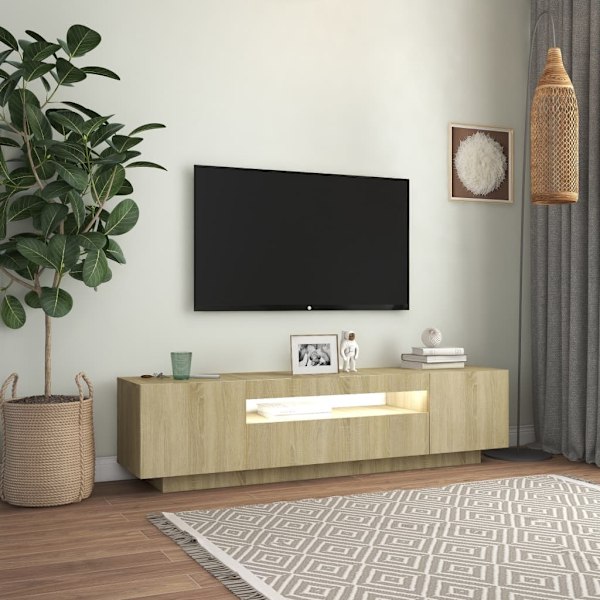 vidaXL TV-bänk med LED-belysning sonoma-ek 160x35x40 cm Brun