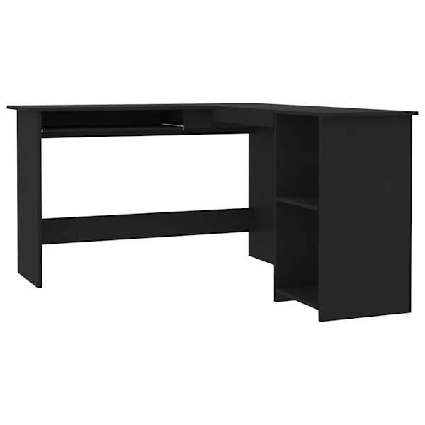 vidaXL Skrivbord L-format svart 120x140x75 cm konstruerat trä Svart