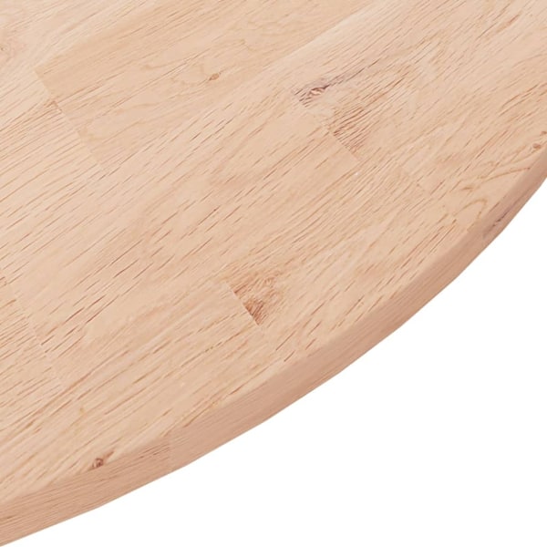 vidaXL Rund bordsskiva Ø90x1,5 cm obehandlat massiv ek Brun