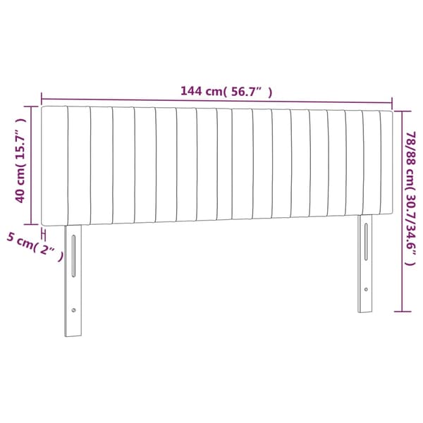 vidaXL Sänggavel LED mörkgrå 144x5x78/88 cm sammet Grå