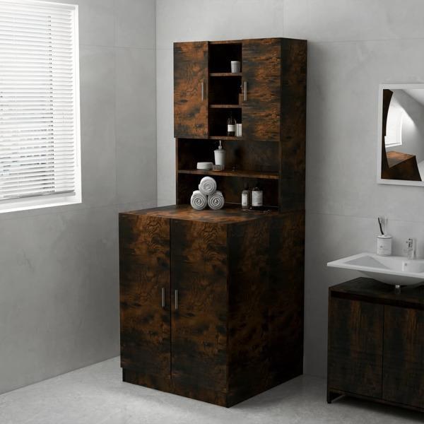 vidaXL Badrumsskåp rökfärgad ek 71x71,5x91,5 cm