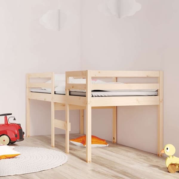 vidaXL Hög säng 90x200 cm massiv furu Brun