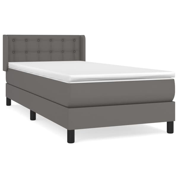 vidaXL Ramsäng med madrass grå 90x200 cm konstläder Grå
