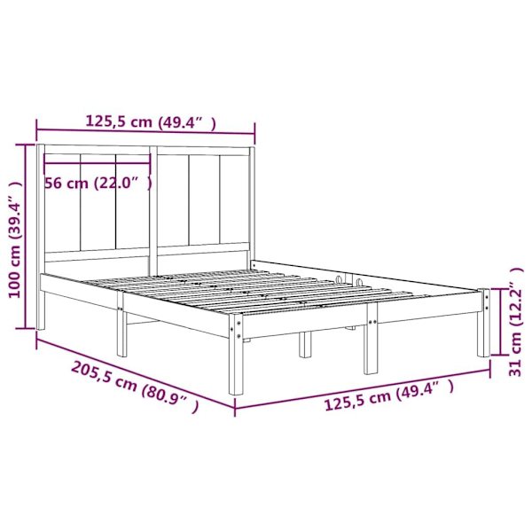 vidaXL Sängram honungsbrun massiv furu 120x200 cm Brun