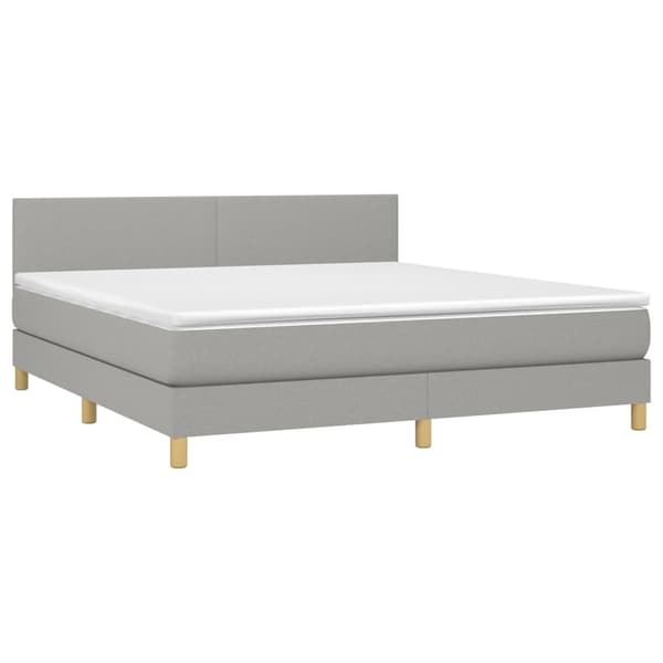 vidaXL Ramsäng med madrass ljusgrå 180x200 cm tyg Grå