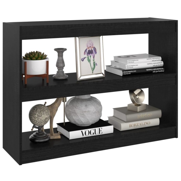 vidaXL Bokhylla/Rumsavdelare svart 100x30x71,5 cm massiv furu Svart