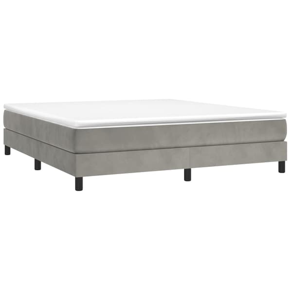 vidaXL Ramsäng med madrass ljusgrå 180x200 cm sammet Grå
