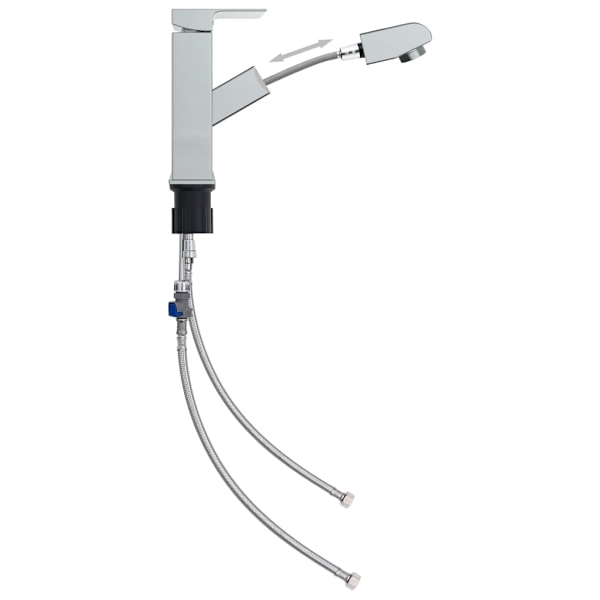 vidaXL Badrumsblandare med utdragbar pip kromad finish 157x172 mm Silver