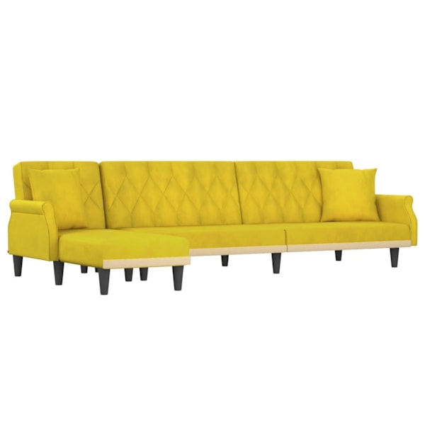vidaXL L-formad bäddsoffa gul 271x140x70 cm sammet Gul