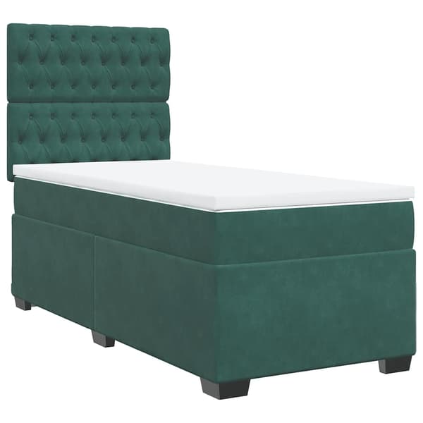 vidaXL Ramsäng med madrass mörkgrön 90x190 cm sammet Grön