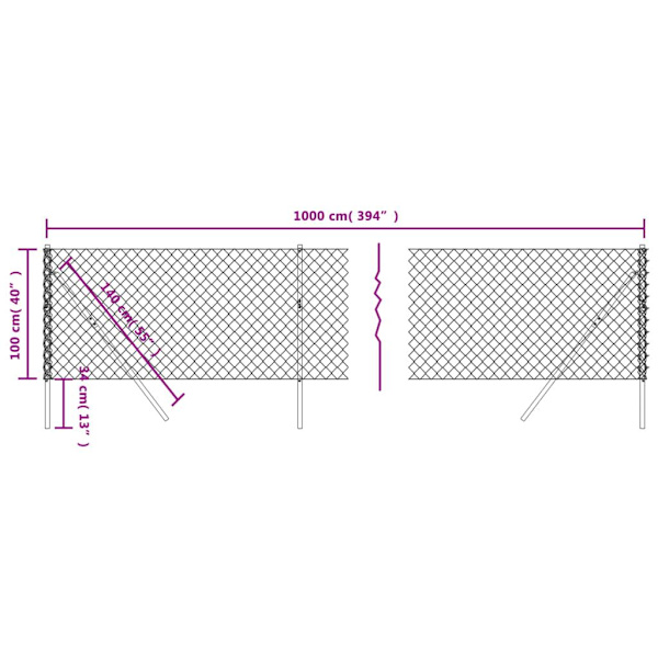 vidaXL Gunnebostängsel silver 1x10 m Silver