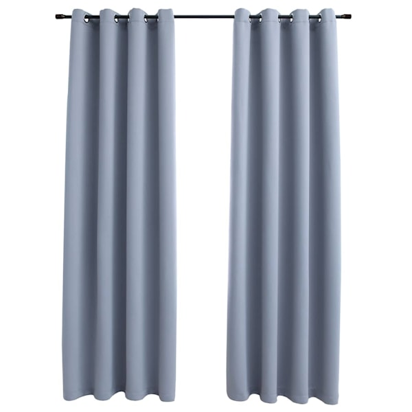 vidaXL Mörkläggningsgardiner med metallringar 2 st grå 140x245 cm grå