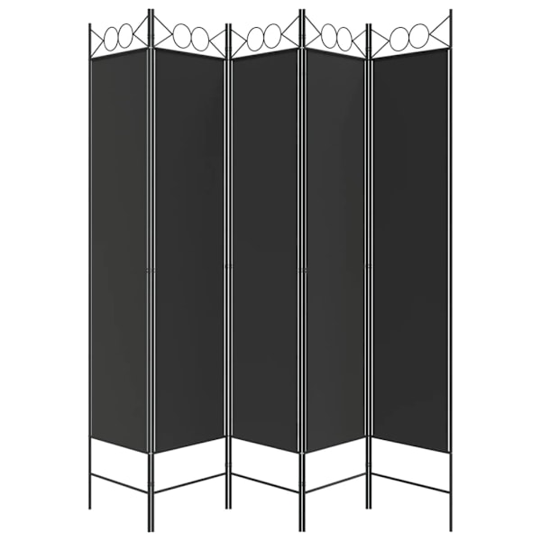 vidaXL Rumsavdelare 5 paneler svart 200x200 cm tyg Svart