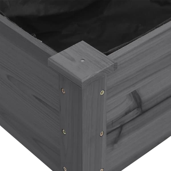 vidaXL Odlingslåda med foder grå 71x37x76 cm massivt granträ Grå