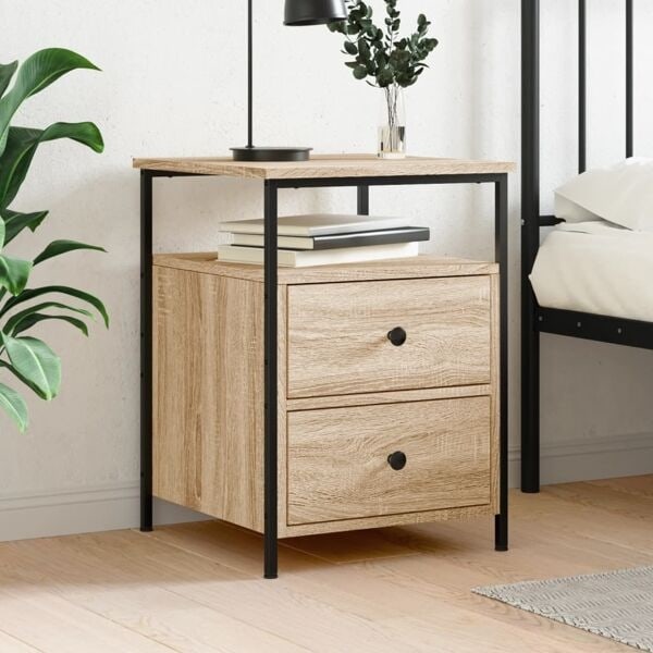 vidaXL Sängbord sonoma-ek 44x45x60 cm konstruerat trä Brun
