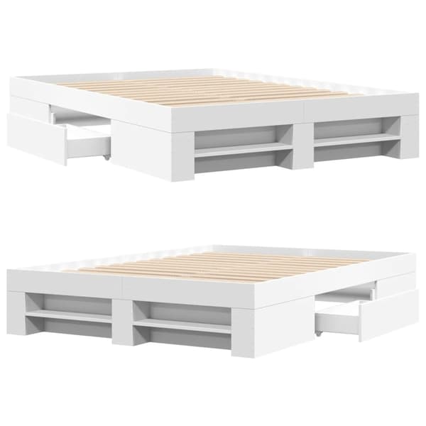 vidaXL Sängram vit 140x190 cm konstruerat trä Vit