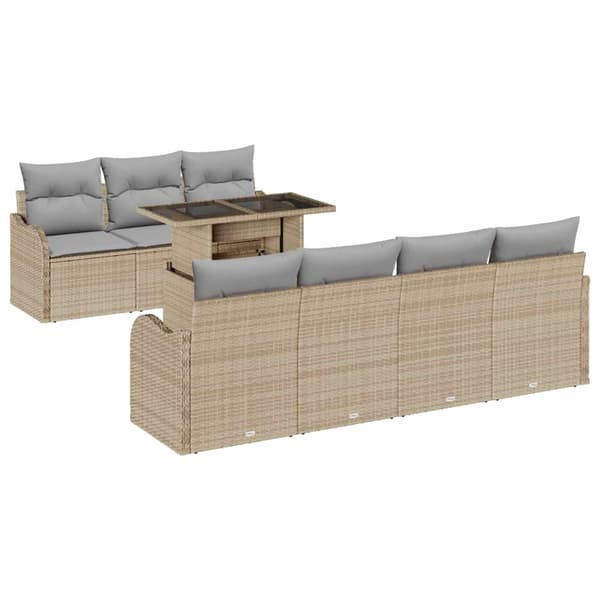 vidaXL Trädgårdsoffset 8 st Beige konstrotting Beige