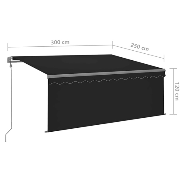 vidaXL Automatiserad markis vindsensor rullgardin LED 3x2,5m antracit Antracit