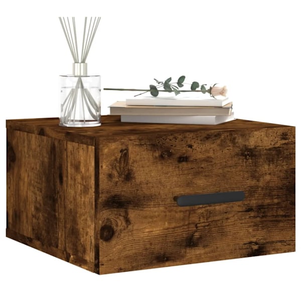 vidaXL Väggmonterat sängbord 2 st rökfärgad ek 35x35x20 cm Brun
