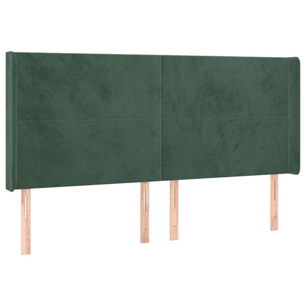 vidaXL Sänggavel LED mörkgrön 183x16x118/128 cm sammet Grön