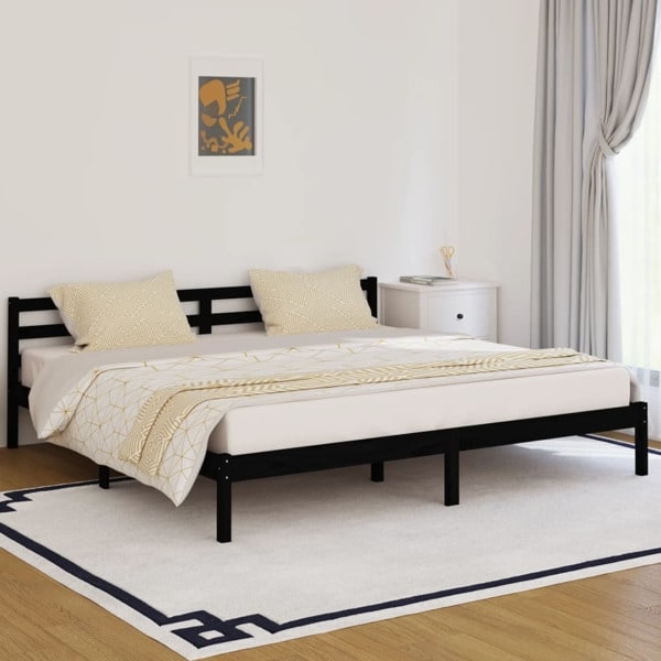 vidaXL Sängram massiv furu 200x200 cm svart Svart