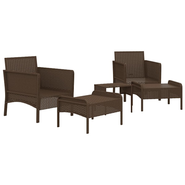 vidaXL Loungegrupp med dynor 5 delar brun konstrotting Brun