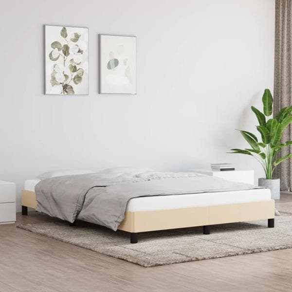 vidaXL Sängram gräddvit 140x190 cm tyg Kräm