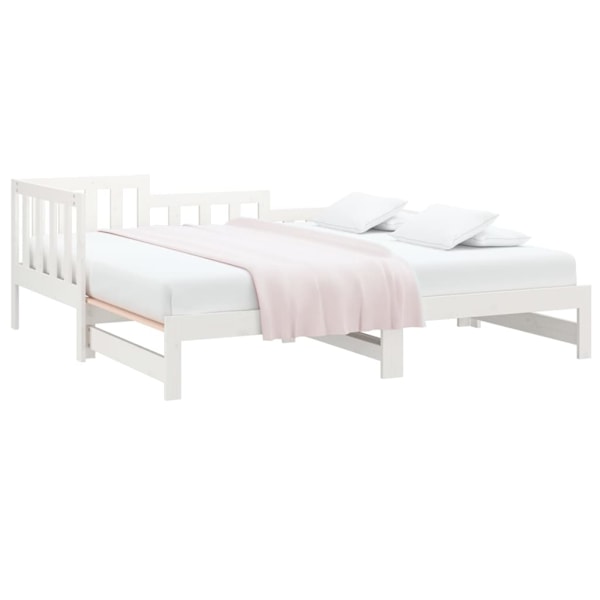 vidaXL Utdragbar dagbädd vit 2x(80x200) cm massiv furu Vit