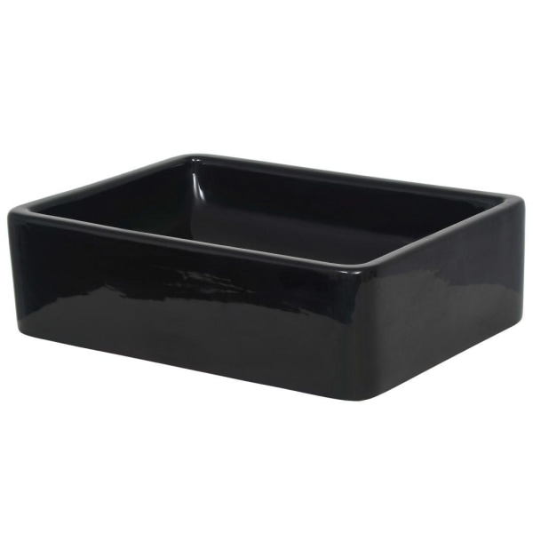 vidaXL Handfat keramik rektangulär svart 41x30x12 cm Svart