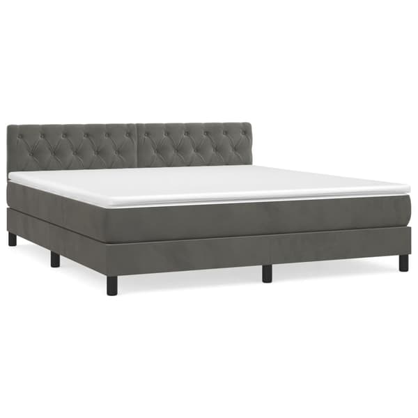 vidaXL Ramsäng med madrass mörkgrå 160x200 cm sammet Grå