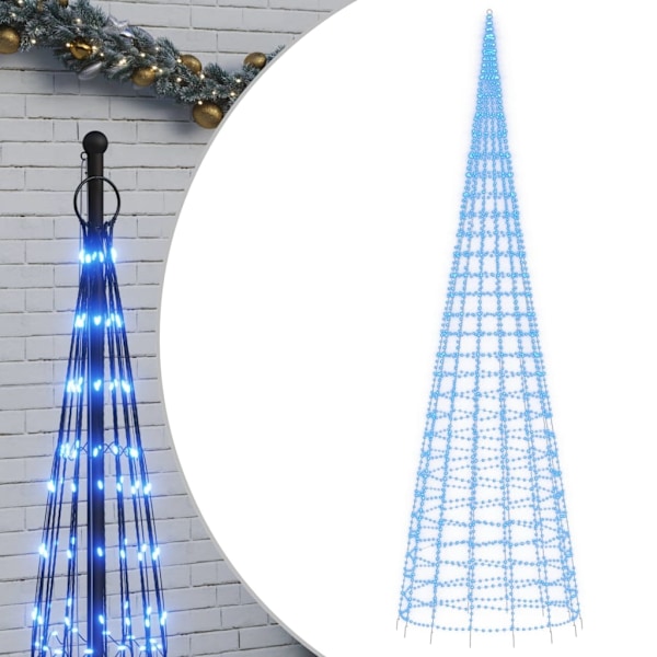 vidaXL LED julgran på flaggstång 3000 LEDs blå 800 cm Blå