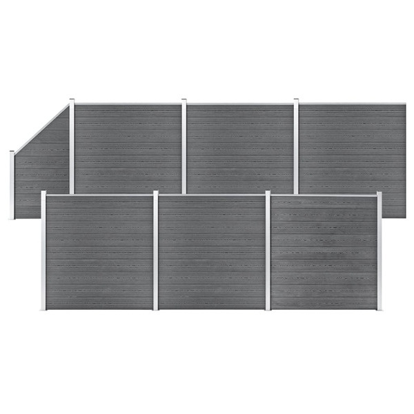vidaXL WPC-staketpanel 6 fyrkantig + 1 vinklad 1138x186 cm grå grå