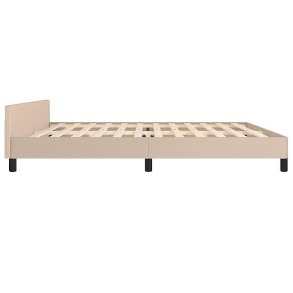 vidaXL Sängram med huvudgavel cappuccino 200x200 cm konstläder Brun