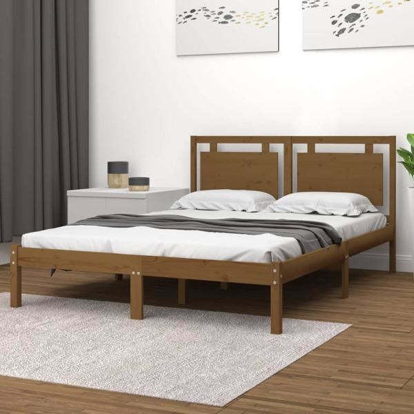 vidaXL Sängram honungsbrun massivt trä 120x200 cm Brun