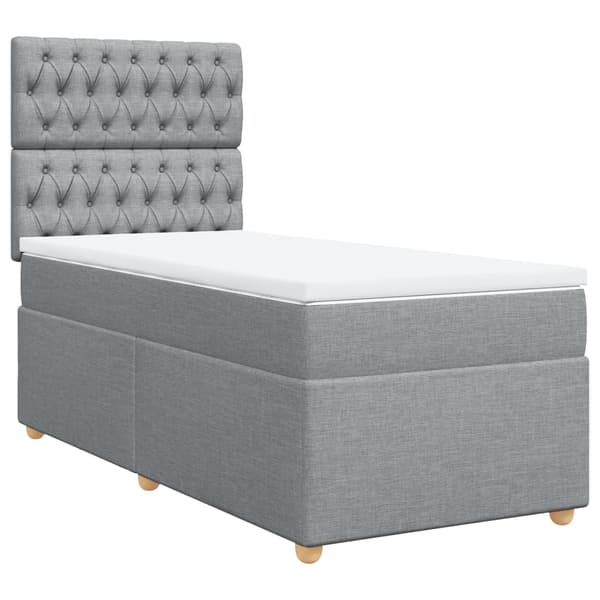 vidaXL Ramsäng med madrass ljusgrå 80x200 cm tyg Grå