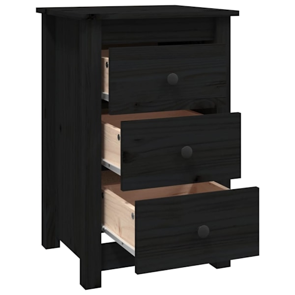 vidaXL Sängbord svart 40x35x61,5 cm massiv furu Svart