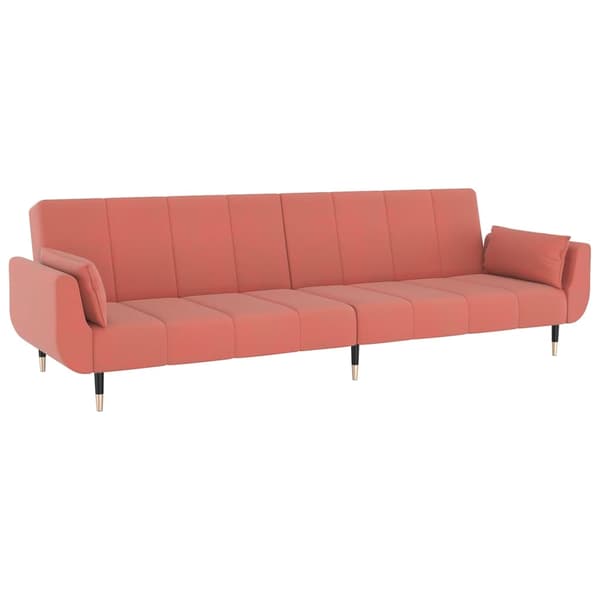 vidaXL Bäddsoffa 2-sits med två kuddar rosa sammet Rosa